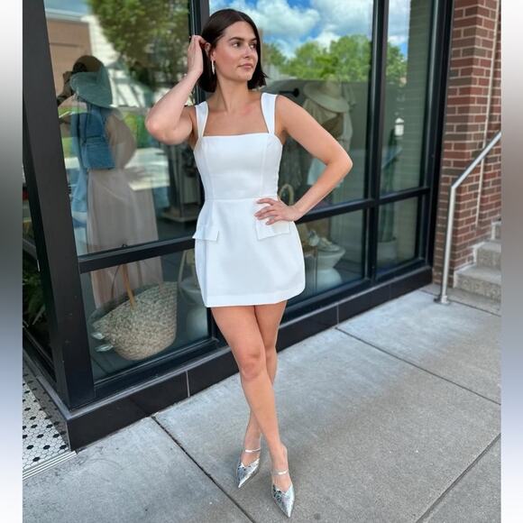 Amanda Uprichard Bethany Skort Romper Ivory L - Picture 4 of 12